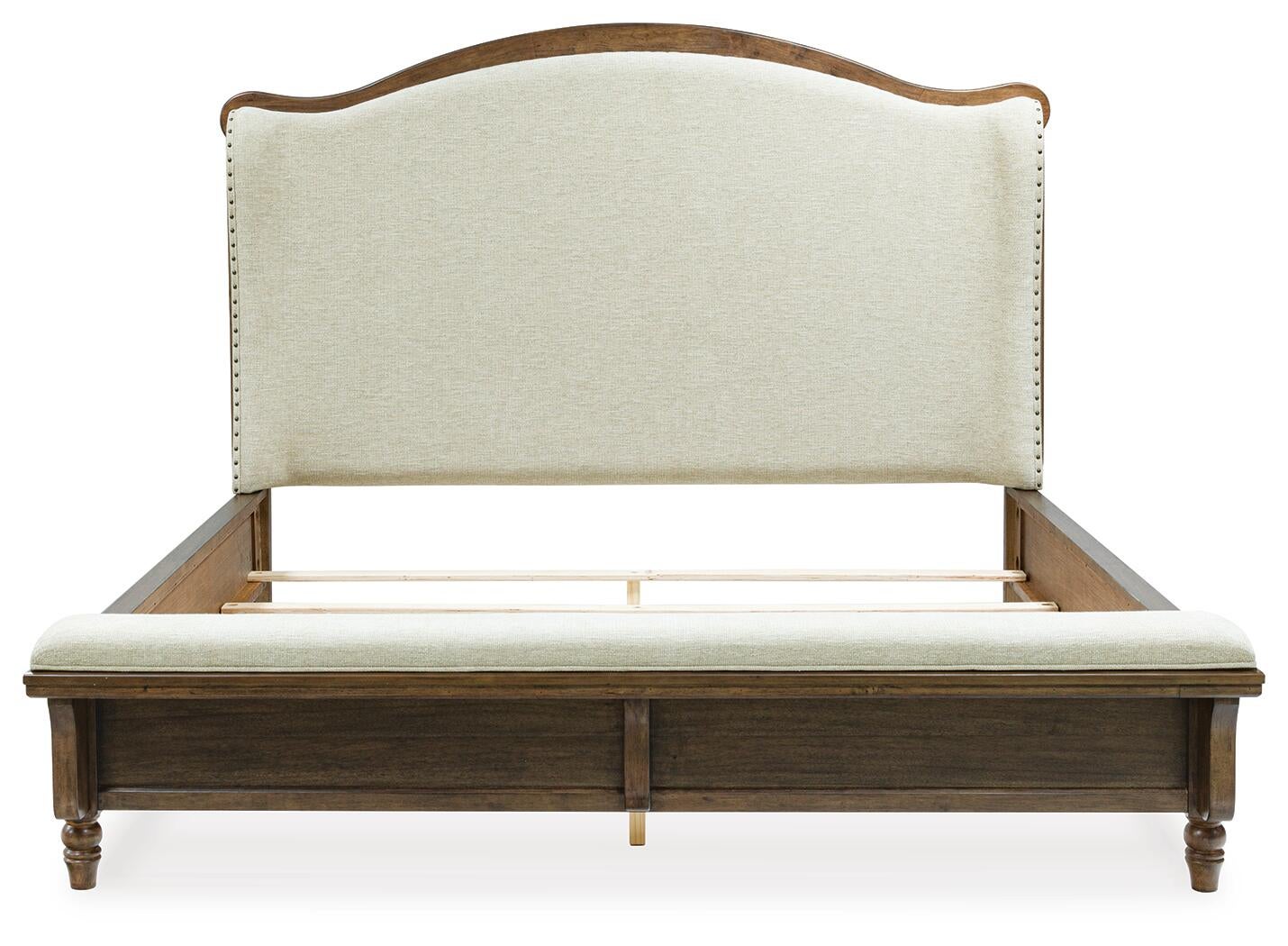 Sturlayne  Upholstered Panel Bed, Dresser, Mirror And Nightstand