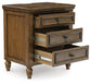 Sturlayne  Upholstered Panel Bed, Dresser, Mirror And Nightstand