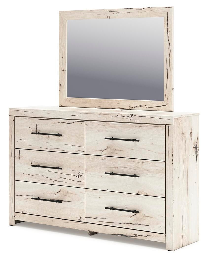 Lawroy  Panel Bed With Storage, Dresser And Mirror
