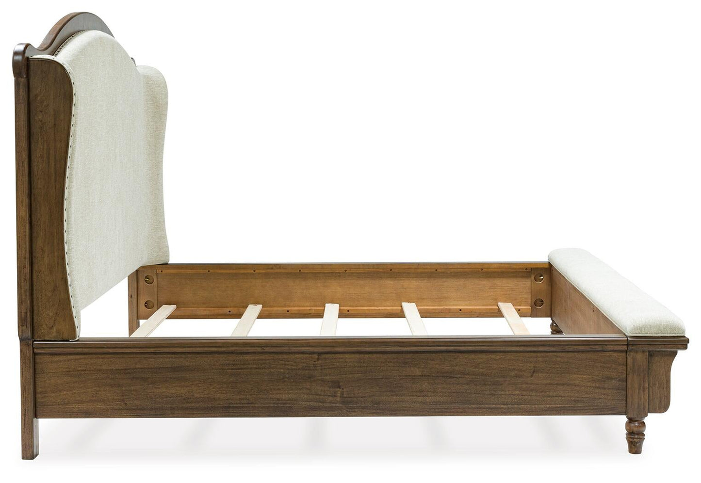Sturlayne California  Upholstered Panel Bed, Dresser And Mirror
