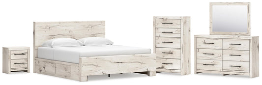 Lawroy  Panel Bed With Storage, Dresser, Mirror, Chest And Nightstand