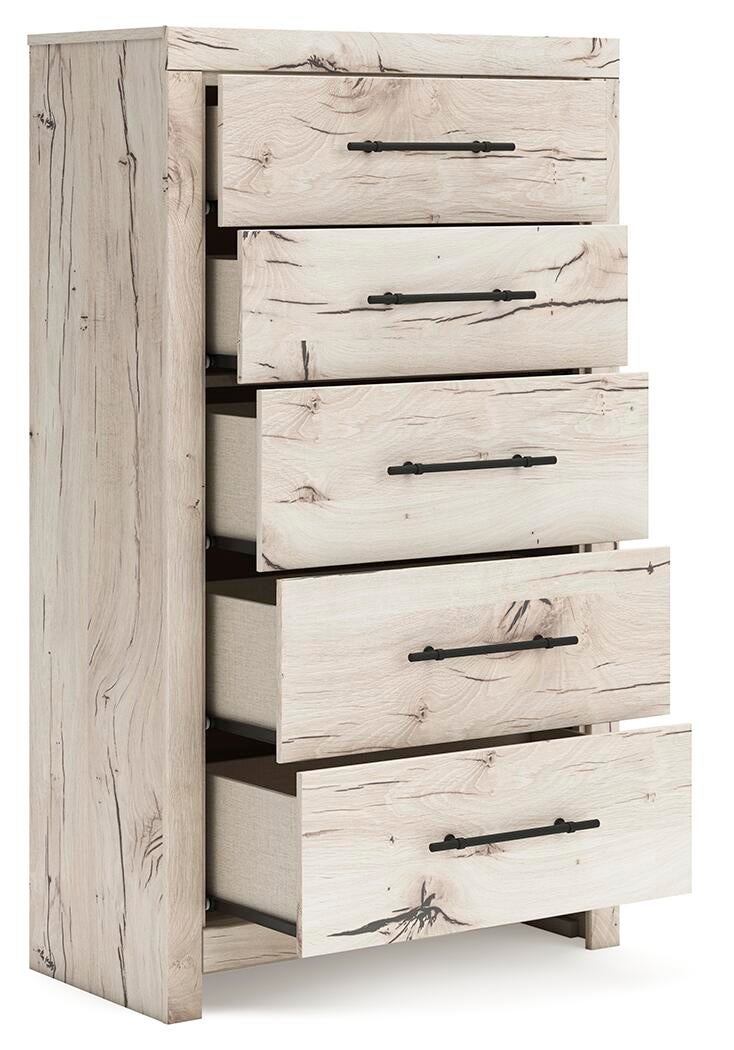Lawroy  Panel Bed With Storage, Dresser, Mirror, Chest And Nightstand