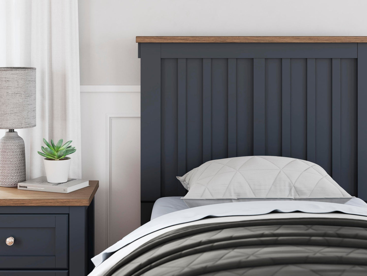 Landocken  Panel Bed, Dresser And Mirror