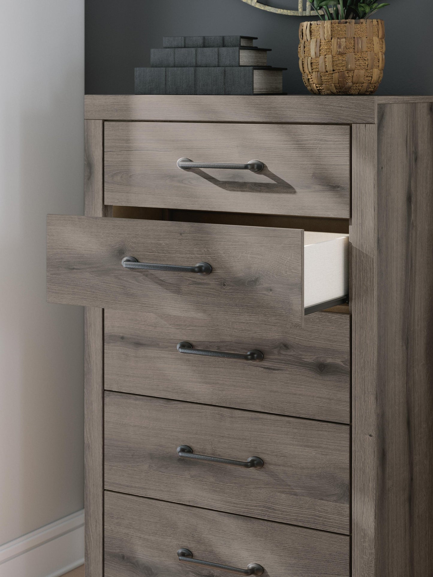 Graystorm  Panel Storage Bed, Dresser, Mirror, Chest And Nightstand