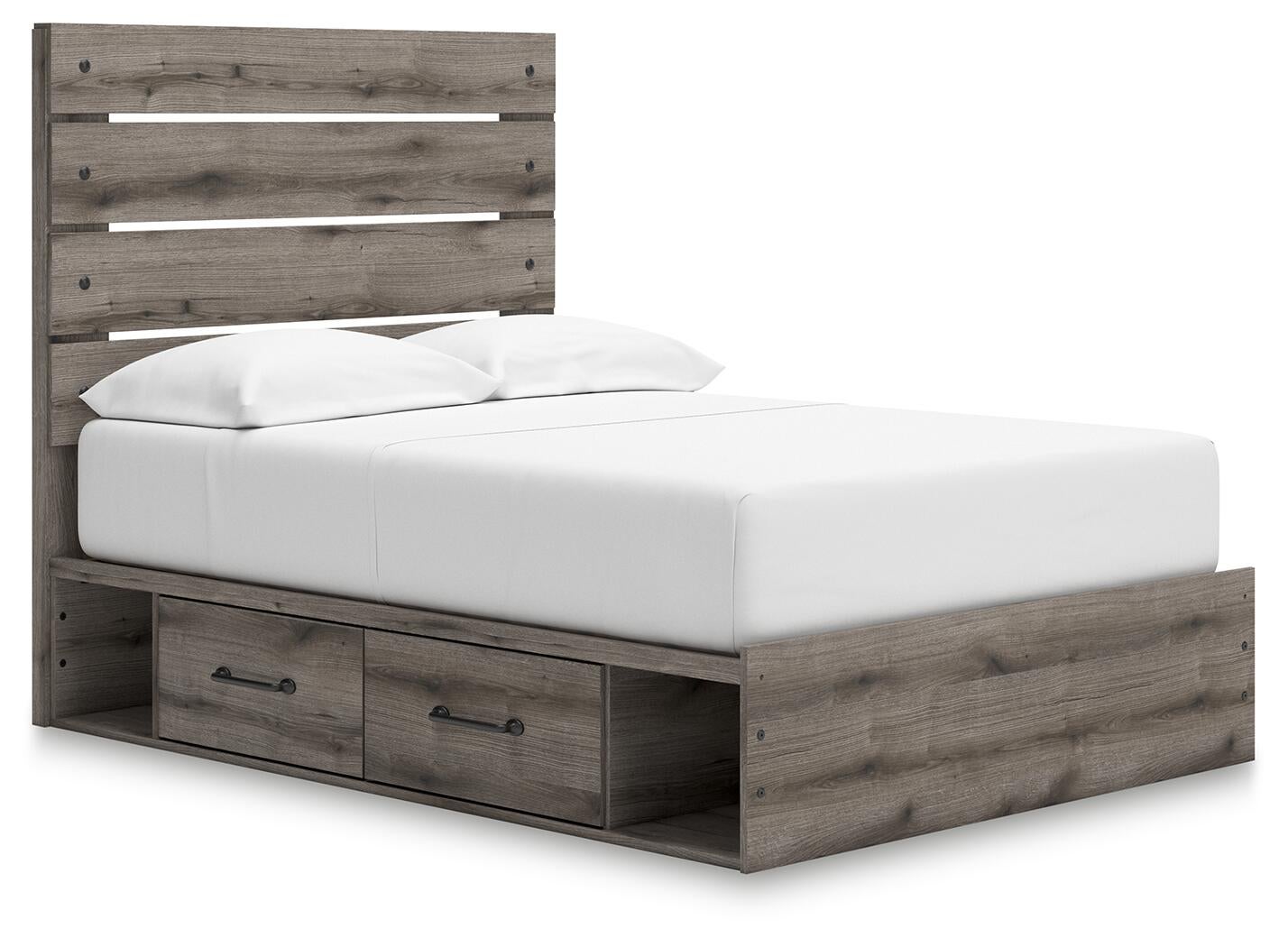 Graystorm  Panel Bed With Storage, Dresser, Mirror And Nightstand