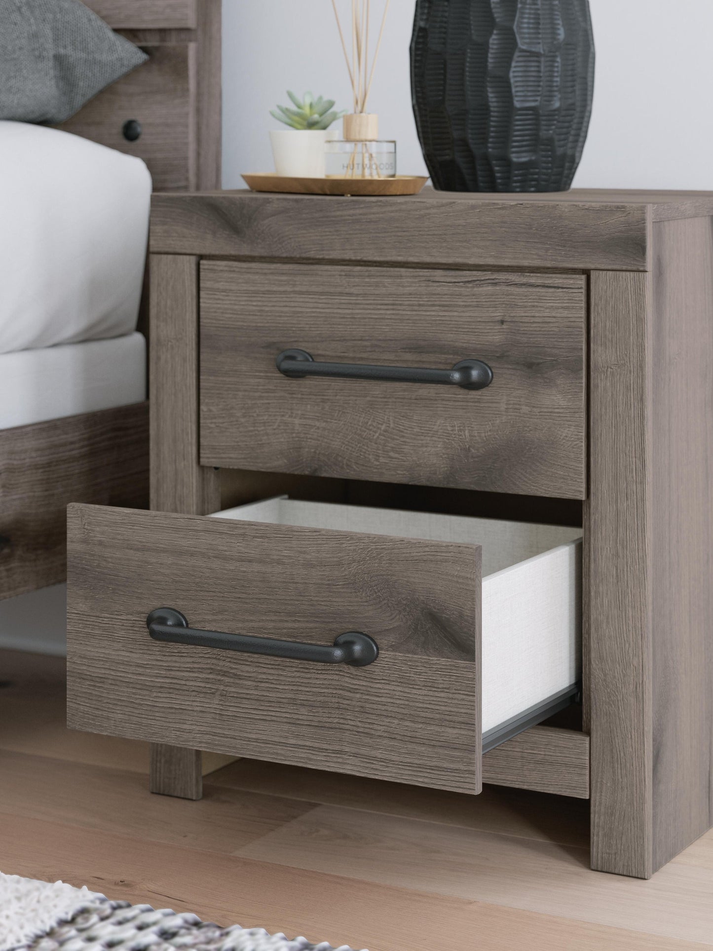 Graystorm  Panel Bed With Storage, Dresser, Mirror And Nightstand
