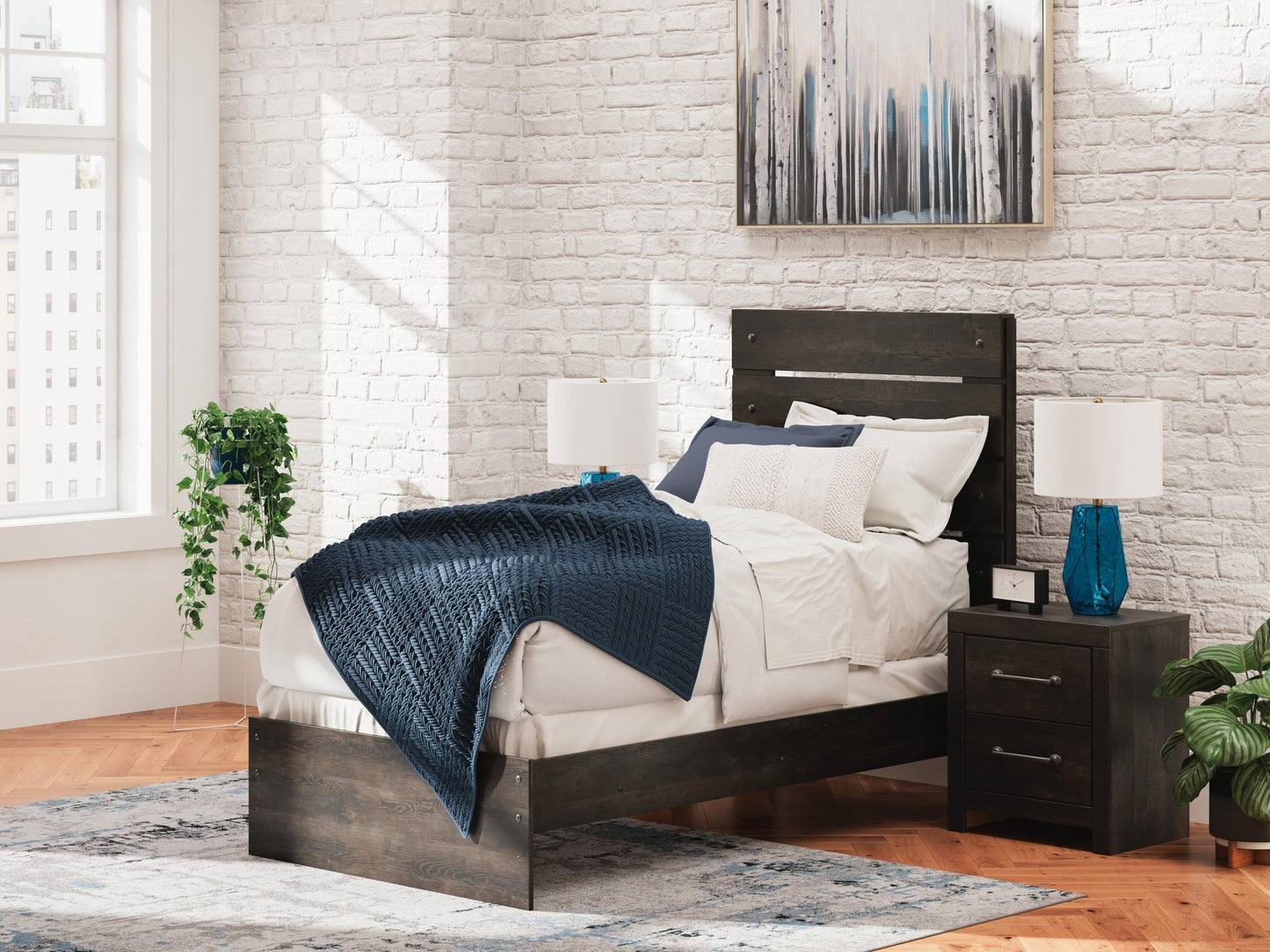 Hollivern  Panel Bed, Dresser, Mirror, Chest And Nightstand