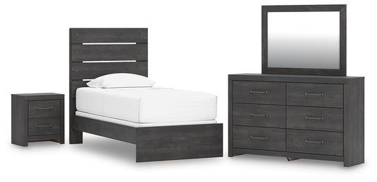 Hollivern  Panel Bed, Dresser, Mirror And Nightstand