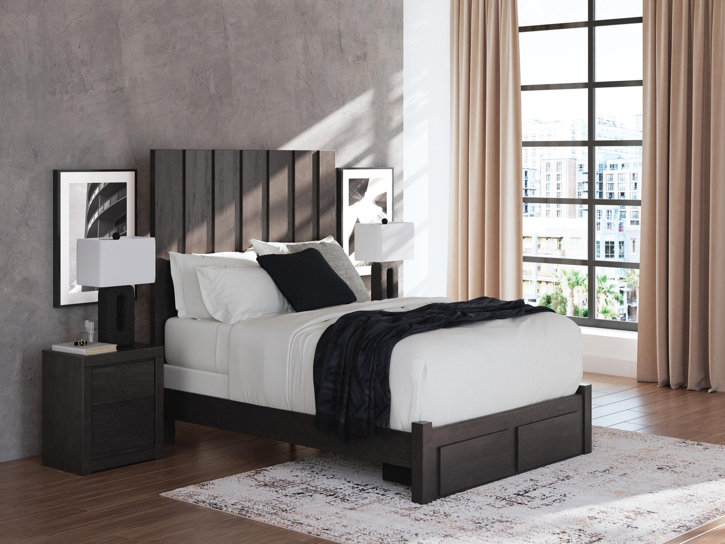 Fraluna  Panel Storage Bed, Dresser, Mirror And Nightstand