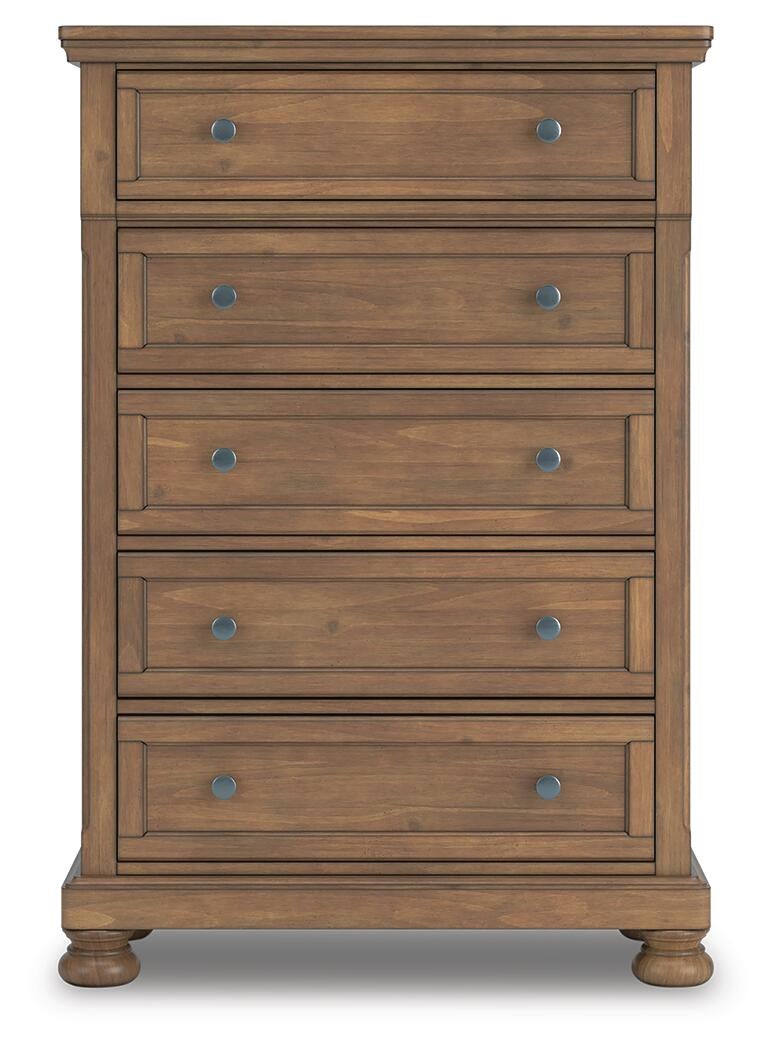 Feddinger  Panel Bed With Mirrored Dresser, Chest And Nightstand