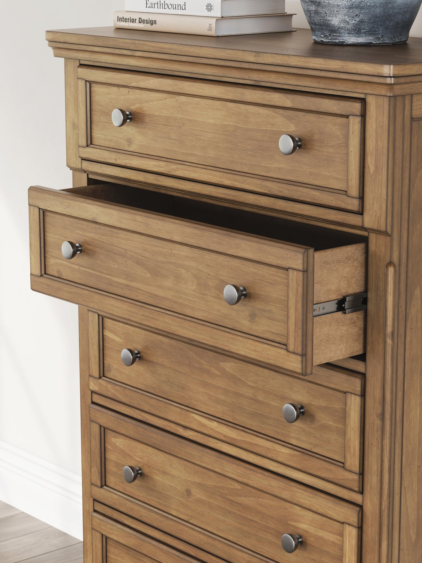 Feddinger  Panel Bed With Mirrored Dresser, Chest And Nightstand