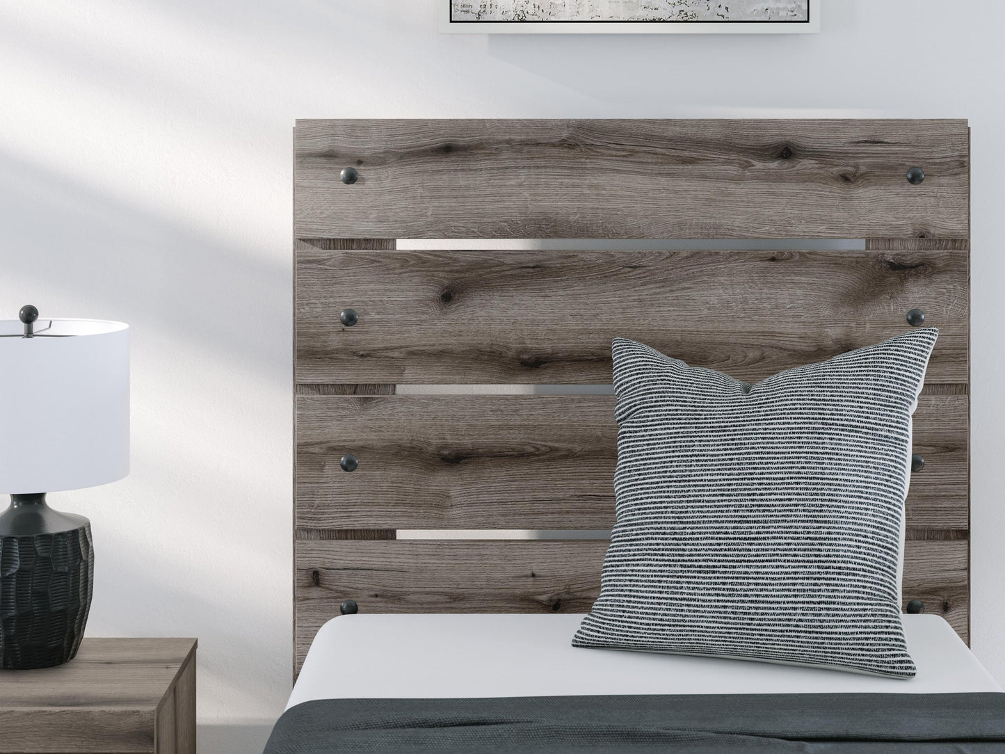 Graystorm  Panel Bed, Dresser, Mirror, Chest And Nightstand