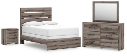 Graystorm  Panel Bed, Dresser, Mirror And Nightstand