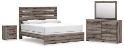 Graystorm  Panel Bed, Dresser, Mirror And Nightstand