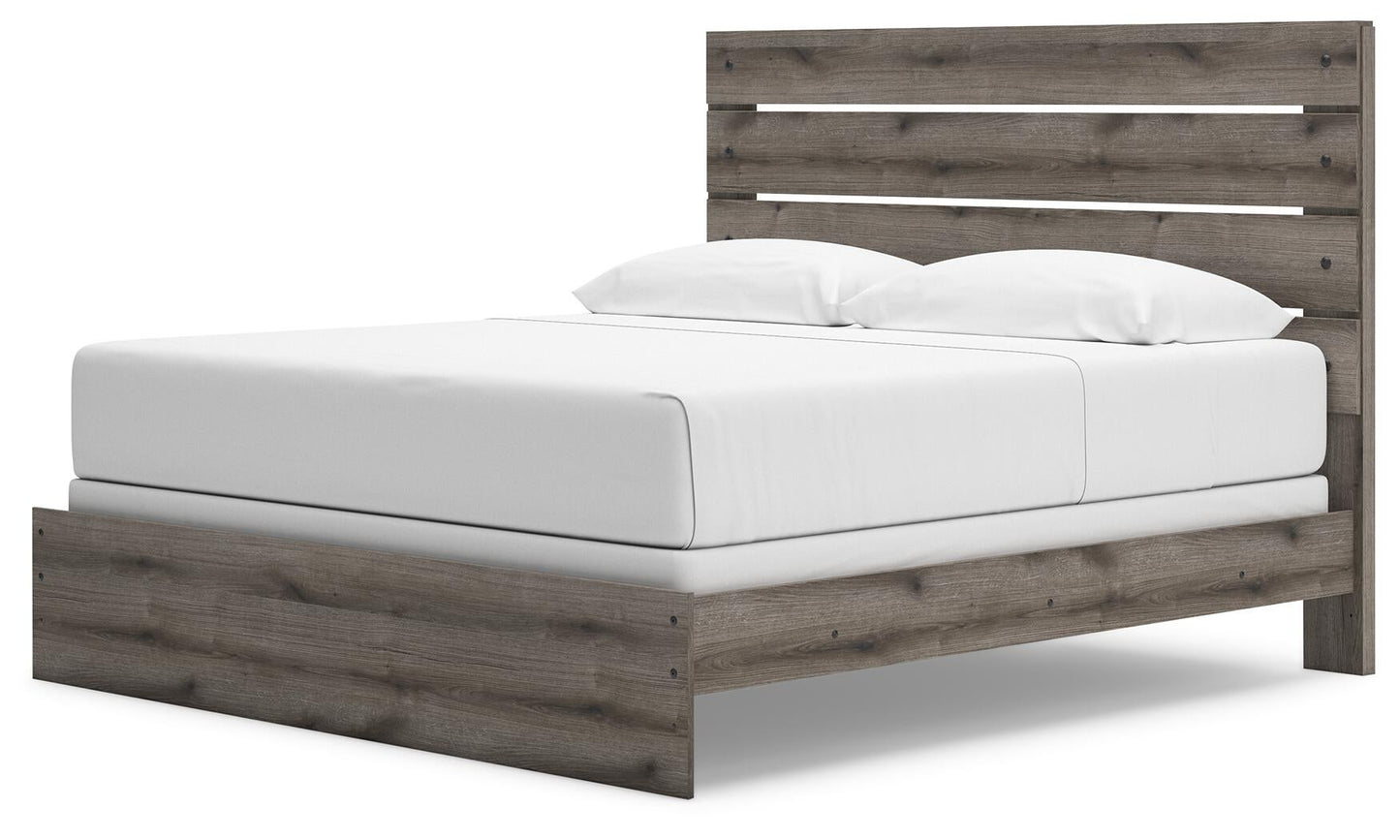 Graystorm  Panel Bed, Dresser, Mirror And Nightstand