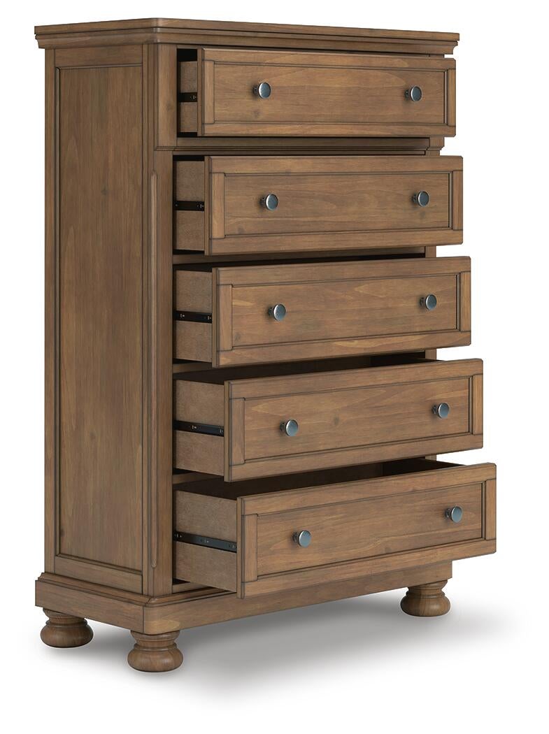 Feddinger  Storage Sleigh Bed With Mirrored Dresser, Chest And Nightstand