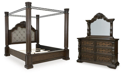 Maylee  Canopy Bed, Dresser And Mirror