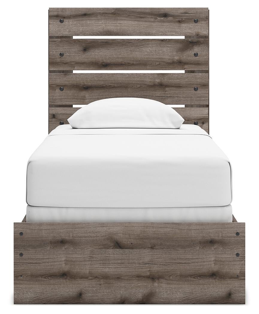 Graystorm  Panel Bed, Dresser, Mirror And Nightstand