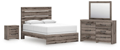 Graystorm  Panel Bed, Dresser, Mirror And Nightstand