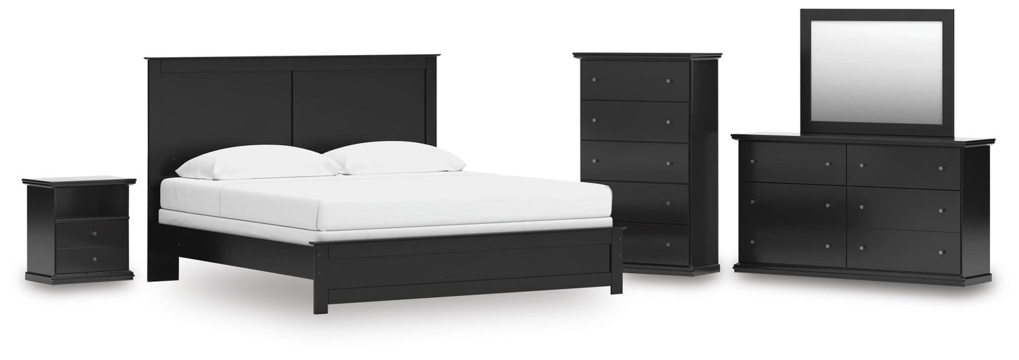 Maribel  Panel Bed, Dresser, Mirror, Chest And Nightstand