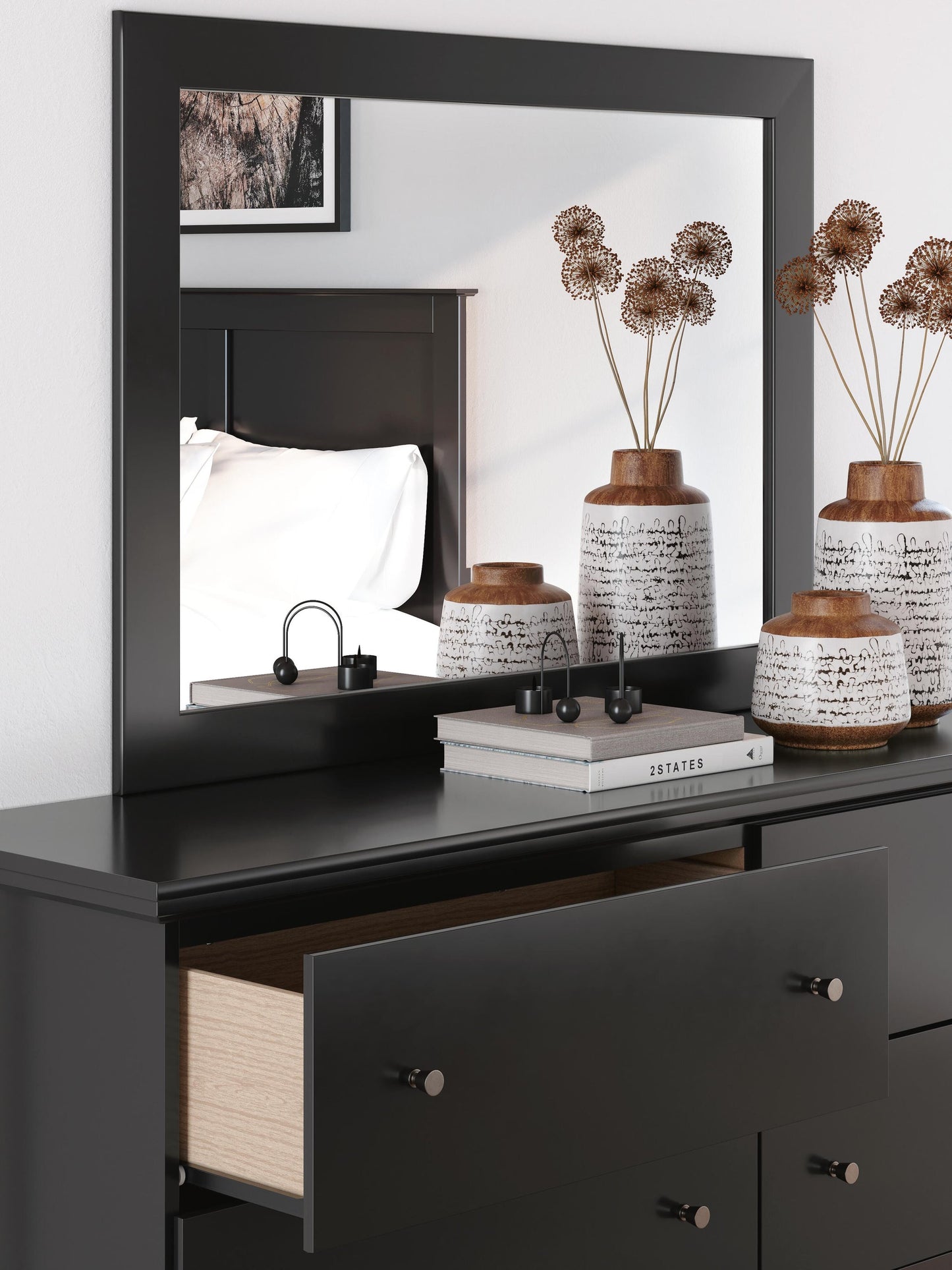 Maribel  Panel Bed, Dresser And Mirror
