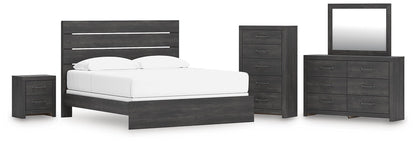 Hollivern  Panel Bed, Dresser, Mirror, Chest And Nightstand