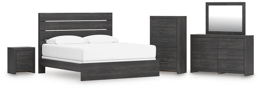 Hollivern  Panel Bed, Dresser, Mirror, Chest And Nightstand