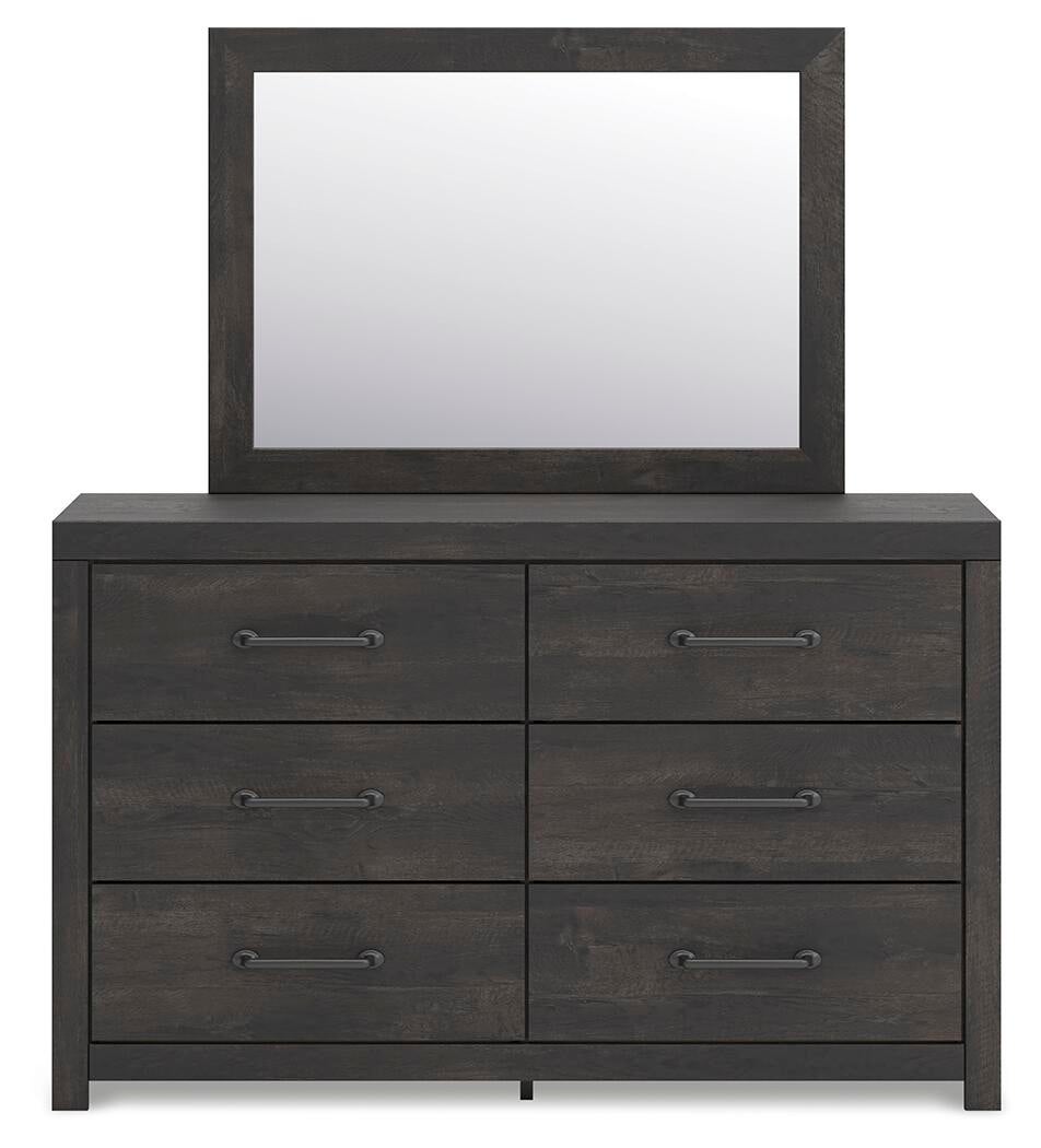 Hollivern  Panel Storage Bed, Dresser And Mirror