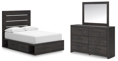 Hollivern  Panel Storage Bed, Dresser And Mirror
