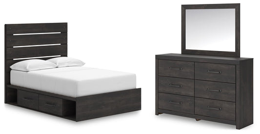 Hollivern  Panel Storage Bed, Dresser And Mirror