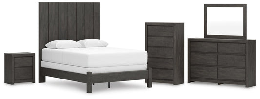 Fraluna  Panel Bed, Dresser, Mirror, Chest And Nightstand