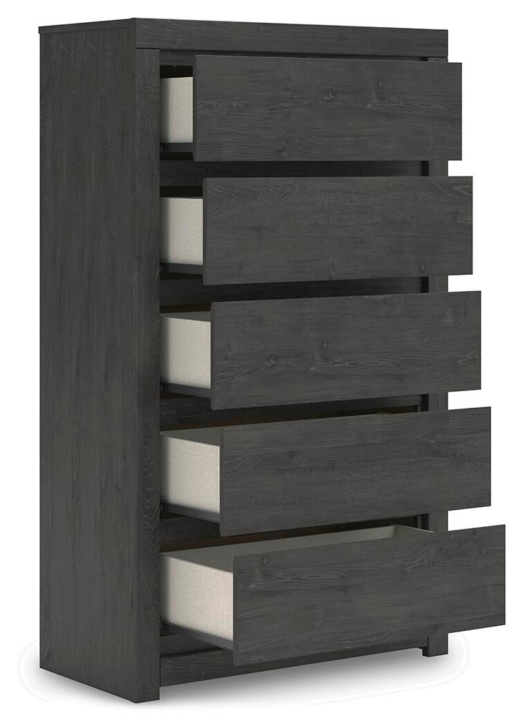 Fraluna  Panel Bed, Dresser, Mirror, Chest And Nightstand