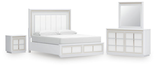 Chalanna California  Upholstered Storage Bed, Dresser, Mirror And Nightstand