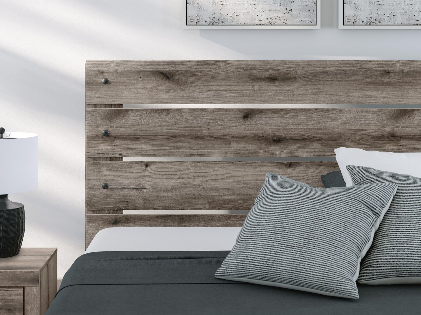 Graystorm  Panel Bed, Dresser, Mirror, Chest And Nightstand