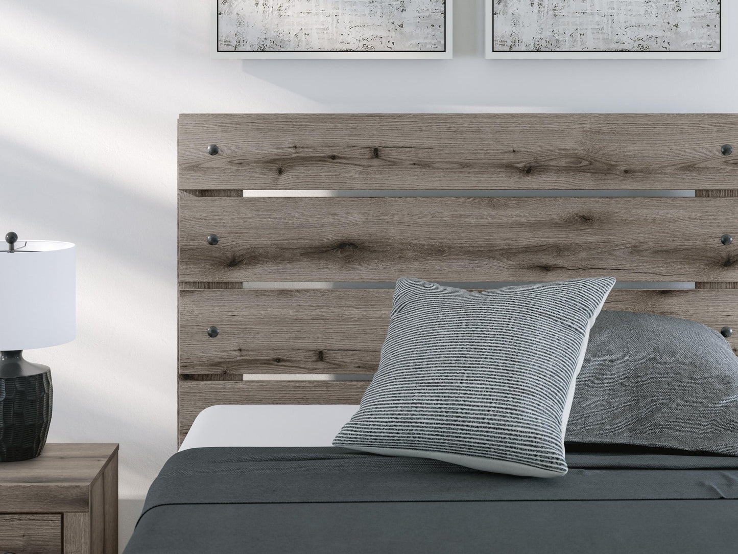 Graystorm  Panel Bed, Dresser, Mirror, Chest And Nightstand