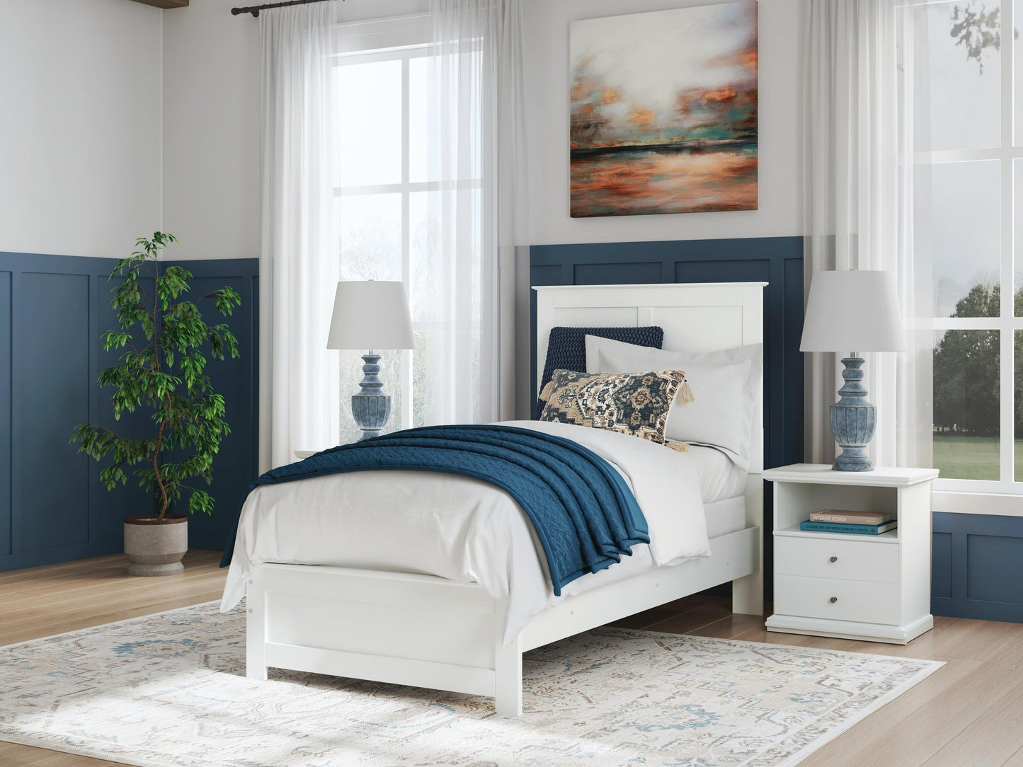 Bostwick Shoals  Panel Bed, Dresser, Mirror And Nightstand