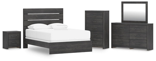 Hollivern  Panel Bed, Dresser, Mirror, Chest And Nightstand