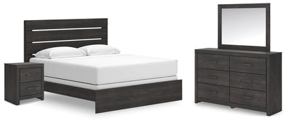 Hollivern  Panel Bed, Dresser, Mirror And Nightstand
