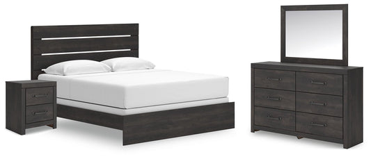Hollivern  Panel Bed, Dresser, Mirror And Nightstand