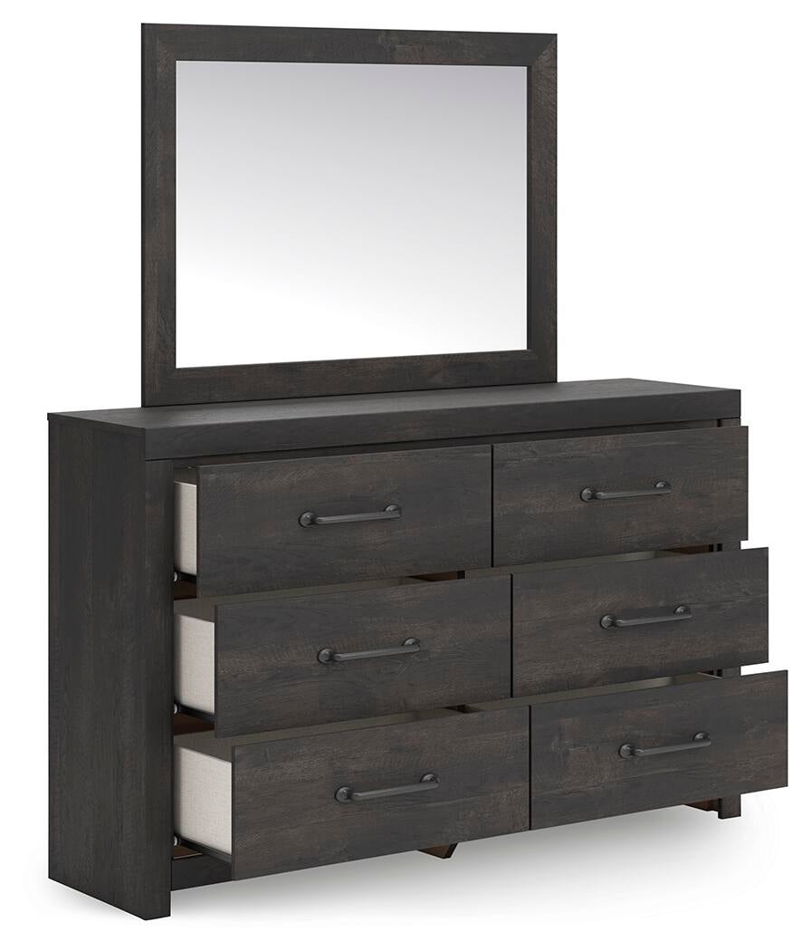 Hollivern  Panel Bed, Dresser, Mirror And Nightstand