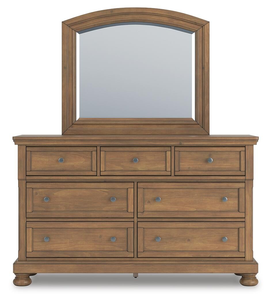 Feddinger  Storage Sleigh Bed With Mirrored Dresser