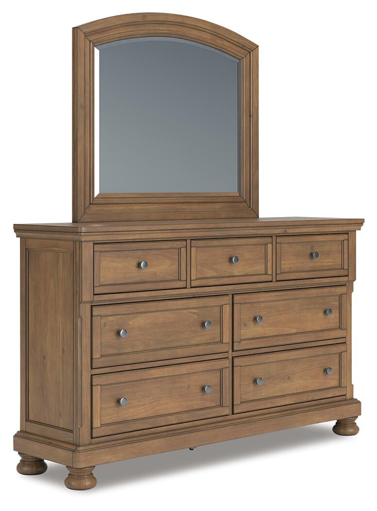 Feddinger  Panel Bed With Mirrored Dresser