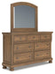 Feddinger  Panel Bed With Mirrored Dresser
