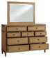 Sharlance  Upholstered Panel Bed, Dresser And Mirror