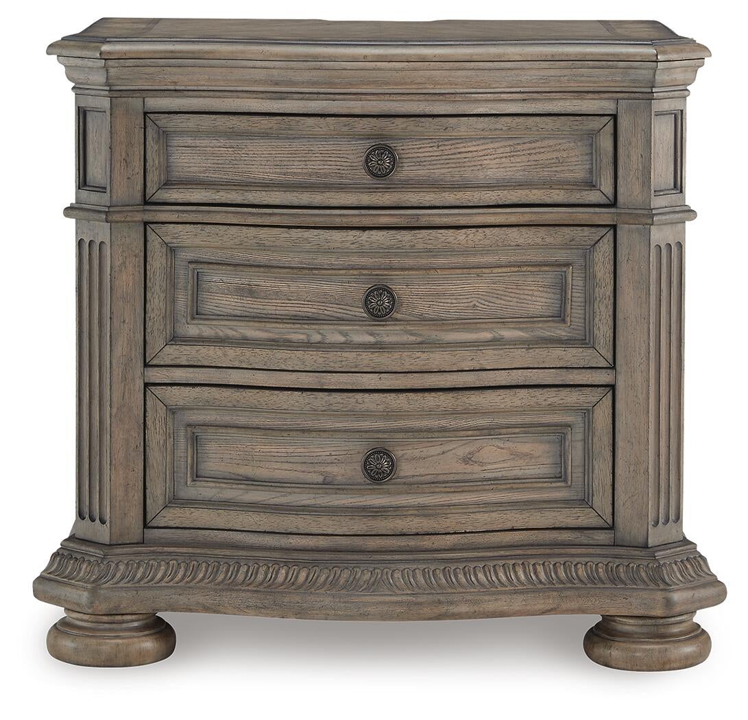 Ardenfield California  Upholstered Sleigh Bed, Dresser, Mirror, Chest And Nightstand