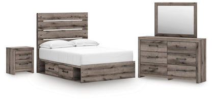 Graystorm  Panel Storage Bed, Dresser, Mirror And Nightstand