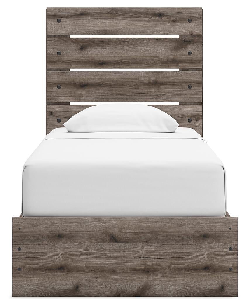 Graystorm  Panel Bed With Storage, Dresser And Mirror