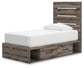 Graystorm  Panel Bed With Storage, Dresser And Mirror