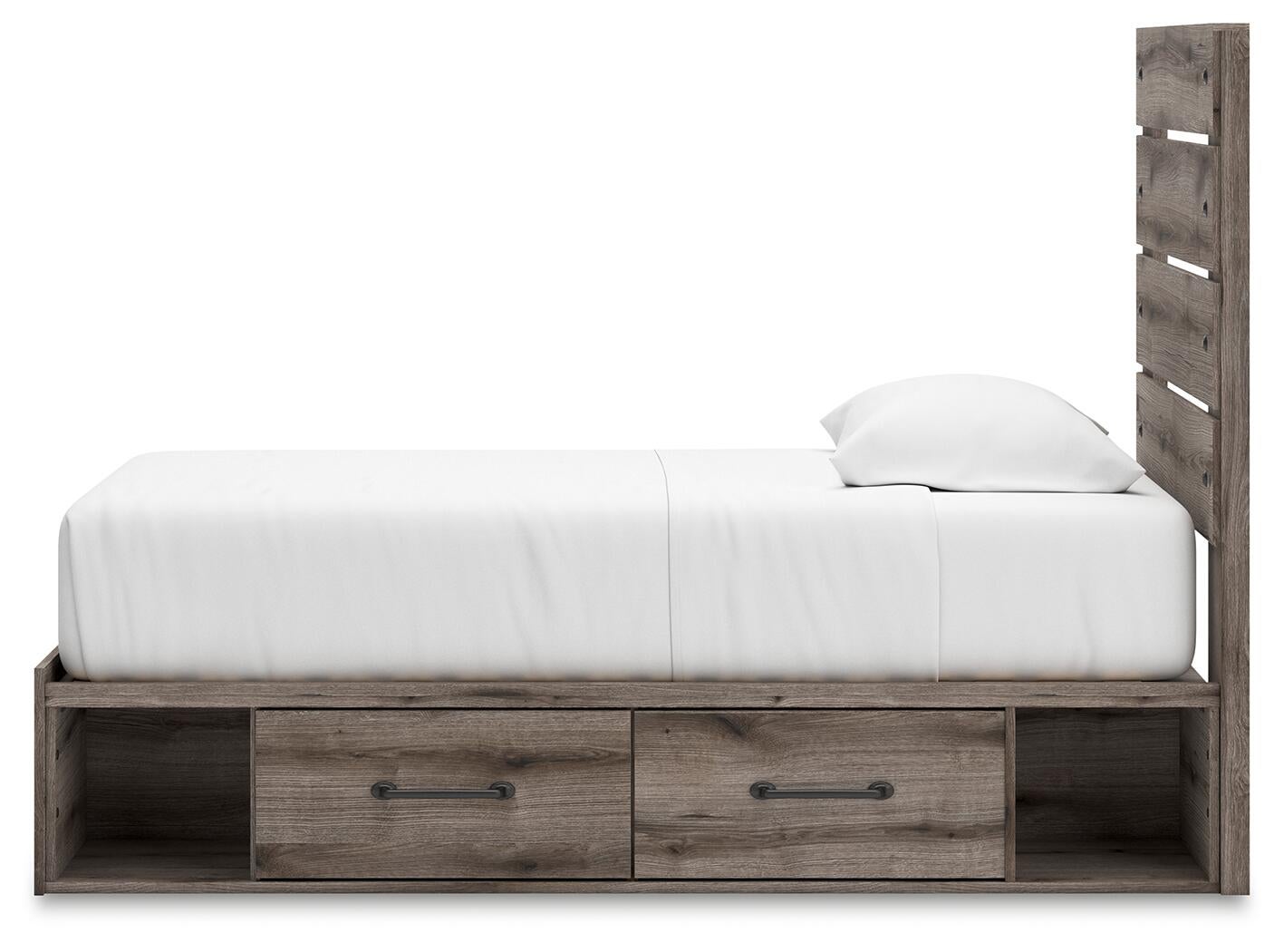 Graystorm  Panel Bed With Storage, Dresser And Mirror