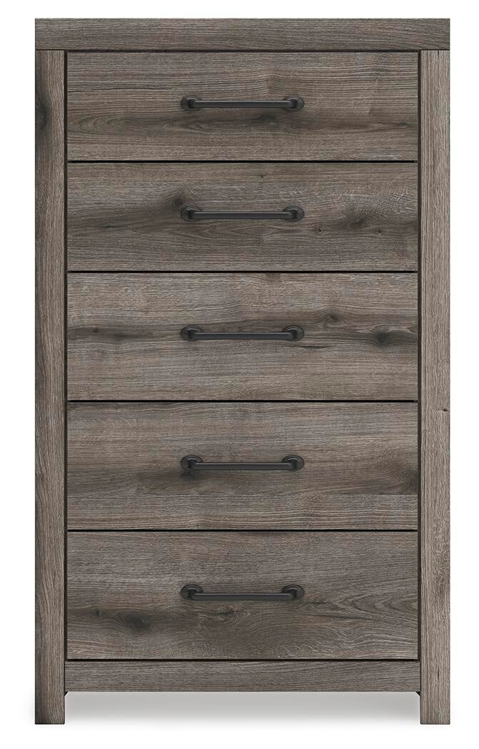 Graystorm  Panel Bed With Storage, Dresser, Mirror, Chest And Nightstand